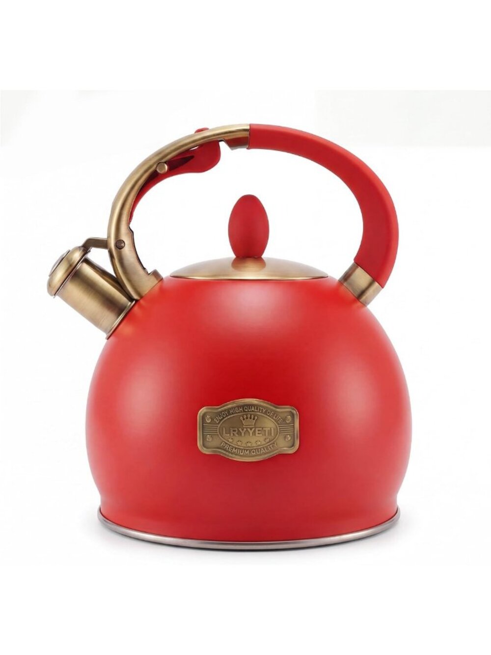 Stainless Steel Whistling Tea Kettle, 2.64 Quart Stovetop, Red Color, Durable